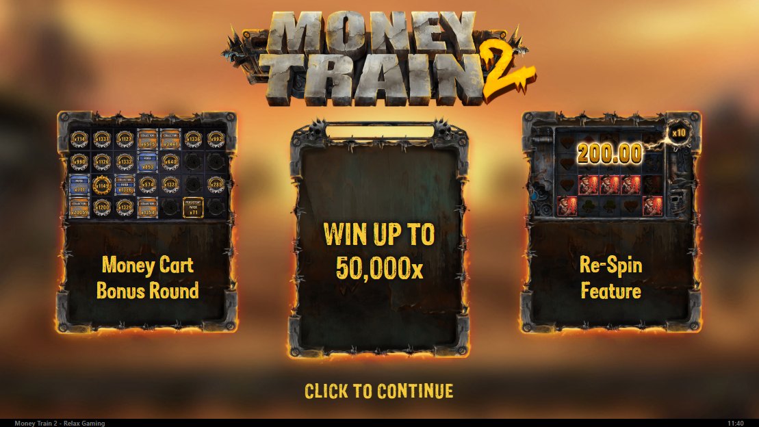 Money Train 2 intro: Money Cart bonus round, win up to 50,000x and the Re-Spin feature