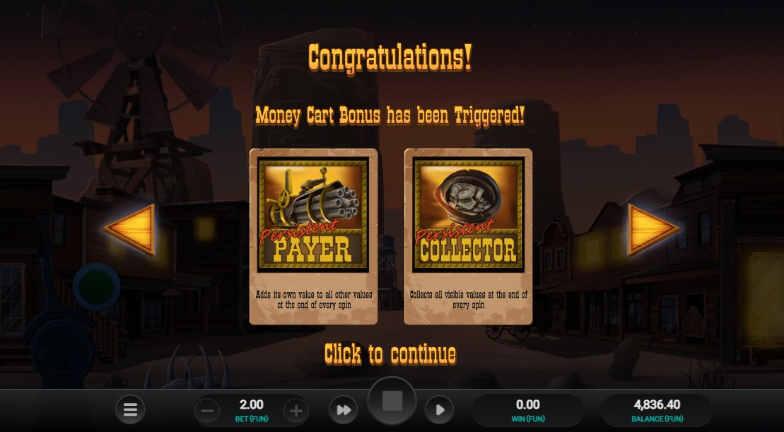 Money Train: Money Cart bonus triggered with Payer and Collector symbols explained